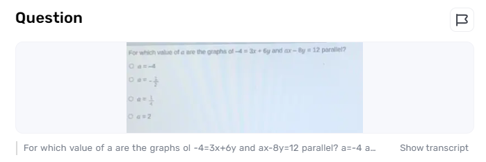 How to Determine the Value of a That Makes Two Graphs Parallel?